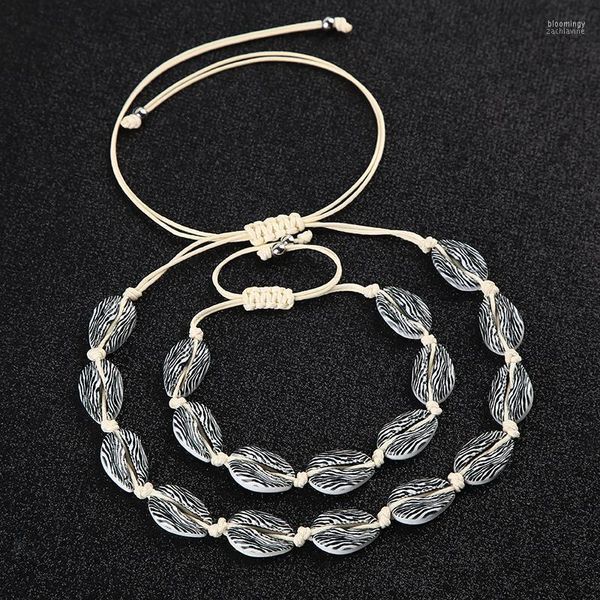 Cara gargantilhas 2023 colar de zebra do mar de colar de jóias femininas praia de praia corda de cowrie de colares de miçangas colares feitos à mão feminino1