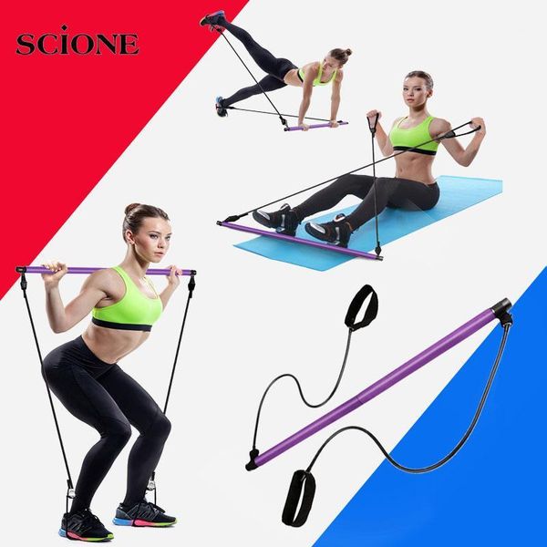 Fasce di resistenza Pilates Yoga Stick Bodybuilding Crossfit Palestra Tubo di gomma Attrezzatura per il fitness elastico Esercizio di allenamento XA7A1