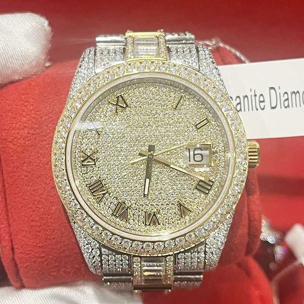 Relógios de grife assistem Diamonds Mens Luxury Stones Gold Mixed Silver Watches Numerais árabes Movimento automático 41mm à prova d'água