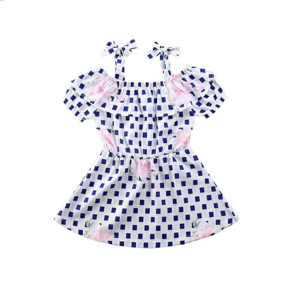 Kız Elbise Kızın Yaz Yürümeye Başlayan Çocuklar Bebek Çiçek Polka Dotlar Günlük Parti Elbise Sundress