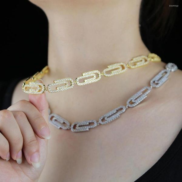 Ketten 2023 Gold gefüllt Mode Micro Pave CZ Sicherheitsnadel Link Kette Choker Halsketten für Frauen klassische Luxus Schmuck Weihnachtsgeschenke