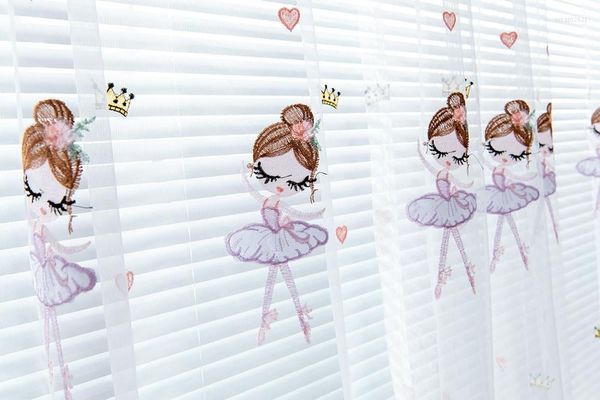 Vorhang Kinder Cartoon Vorhänge Prinzessin Für Wohnzimmer Schlafzimmer Tanzendes Mädchen Tüll Sheer Guaze Mesh Stoff Voile Drapieren