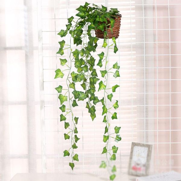 Flores decorativas 5pcs 90 cm de uva artificial verde Plantas de videira pendurada folhas de casamento de casamento diy home jardim el decoração de parede