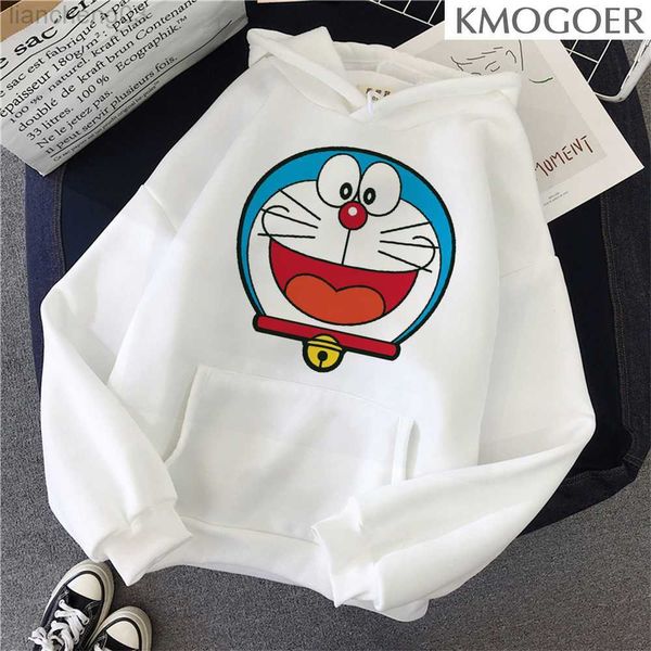 Felpa con cappuccio da donna con cappuccio con cappuccio donna estate nuovo coreano doraemon con stampa fumetto sciolto topshirt camicia a maniche lunghe