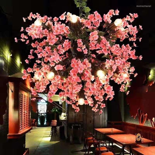 Lâmpadas pendentes Plantas criativas Chandelier Tema Tavern Restaurant Flower Pot Shop Front Romantic Decoration Light