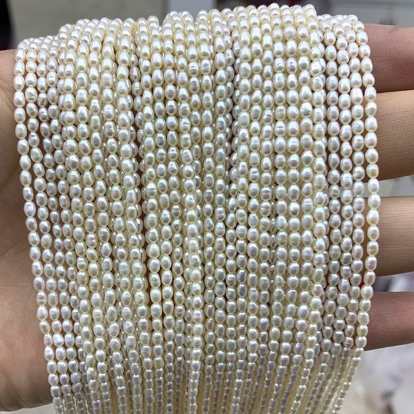 Collane di perline LUOMONXIARI 2.53MM Forma di riso Perle di perle d'acqua dolce naturali Per gioielli che fanno Fai da te Orecchini collana bracciale donna 230306