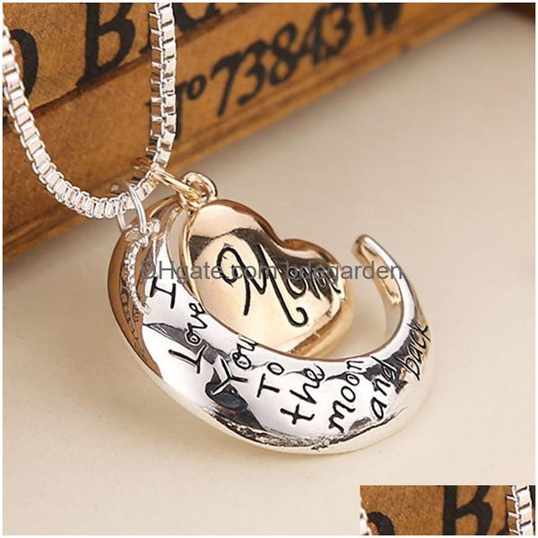 Anhänger Halsketten Ich liebe dich bis zum Mond und die Rücken Mutter Halskette Mutter Day Geschenkgroßhandel Mode Schmuck N113 Drop Lieferung Anhänger DHO0O