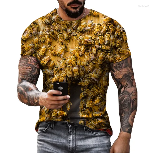 T-shirt da uomo 2023 T-shirt con stampa 3D Animal Honey Bee Uomo Donna Estate Moda Casual Maniche corte Outdoor Harajuku Streetwear Camicia Top