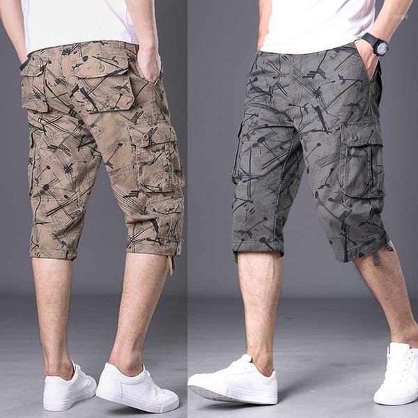 Curtos de moda masculino Camuflagem de camuflagem de camuflagem de verão homens cargo casual