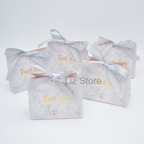 Мраморная подарка коробка бумага для бумаги шоколадной упаковки серые мраморные конфеты с лентой свадьба детская благодарность вечеринкам.