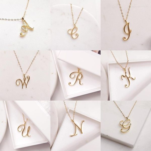 Collane con ciondolo Squisita collana con 26 lettere di parole, catena, gioielli minimalisti in oro