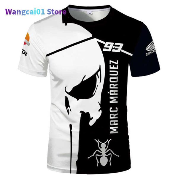 Wangcai01 T-shirts masculinos camisetas de crânio 3D Camisa Men Motorcyc Racing T-shirt Summer Fashion Punk T-Shirt Ma Plus Tamanho Streetwear Novo 0306H23