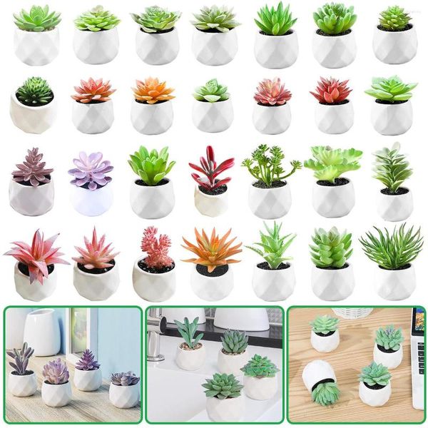 Fiori decorativi 33 Piante succulente artificiali in stile Pianta in vaso carina Mini Bonsai carnosi per San Valentino Decorazioni per la casa di nozze