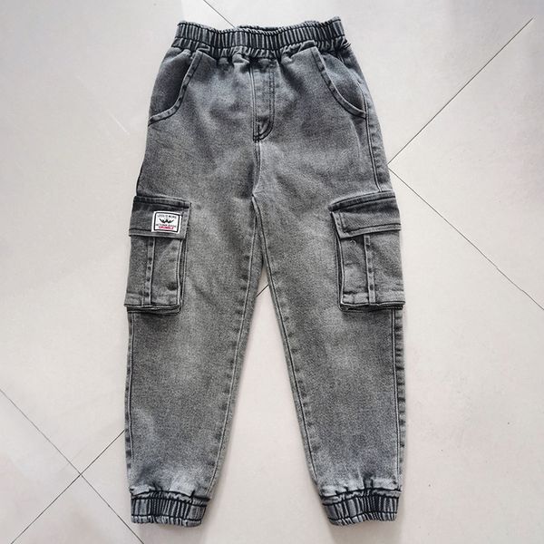 Jeans Boys Slant Pocket Jeans Jeans Baggy Harem Streetwear Teen Outdoor Casual Cargo Casual para crianças 6 7 8 9 10 12 13 14 anos calças 230306
