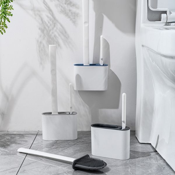 Toilettenbürsten Halter Silikon Toilettenpinsel Wandmontierte Toilettenbürste und Halterset Weiche Borsten WC Reinigung