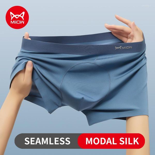 Unterhosen MiiOW 3 stücke Modal Natur Seide Männer Unterwäsche Boxer Weiche Nahtlose Männer Höschen Boxer Shorts MRCS2282