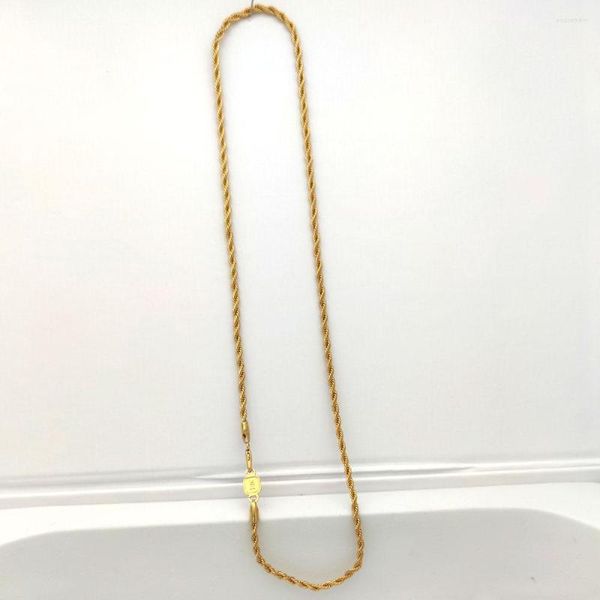 Anhänger Halsketten Seilkette Halskette Connect Solid Fine Yellow 18 Karat THAI BAHT G/F Gold 3 mm dünner Schnitt Damen 50 cm 20 Zoll