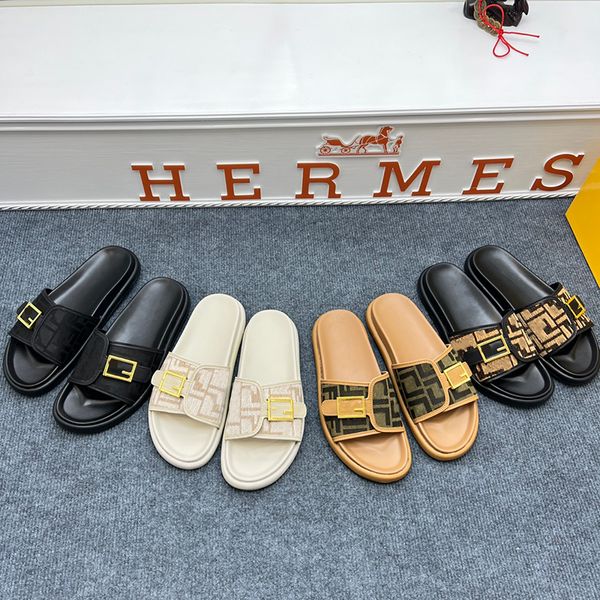 Fashion Gladiator Sandals Designer Slides Mens Women Letter Buckle Flat Mules Pantofole Summer Beach Sliders Shoes EU45