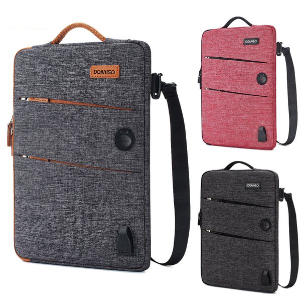 Sacos para laptop à prova d'água Bolsa para laptop Bolsa à prova de choque com porta de carregamento USB Furo para fone de ouvido para 11 13 14 15,6 17,3 polegadas Laptop 230306