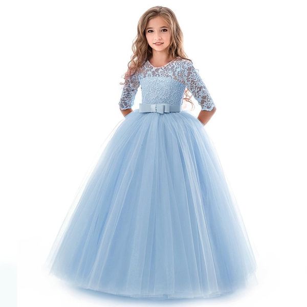 Mädchenkleider, Teenager-Mädchen, Abendparty, langes Kleid 514Y, Mädchen-Outfit für formelle Schulzeremonie, Kinder-Taufkostüm, weißes Erstkommunionkleid 230303