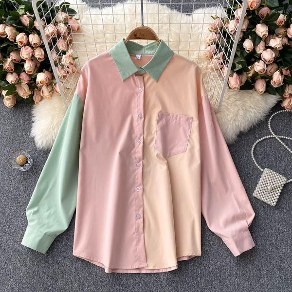 Frauen Blusen Herbst 2023 Mode Temperament Bluse Weibliche Revers Kleine Frische Sonnencreme Lange ärmeln Blusa Chic Lose Hemd KK1008