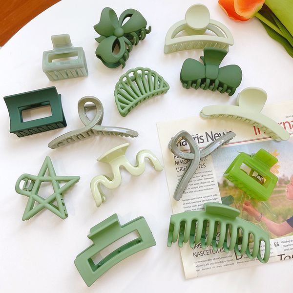 Fermaglio per capelli stile verde Grande barrette Artigli per capelli di granchio Clip da bagno per le donne Clip per artiglio Coda di cavallo Strumento per lo styling Accessori per capelli