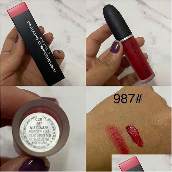 Lipgloss hochwertiger Pulver Kuss Flüssige Lippencolour Lippenstift 5ml 5 Matte Farben Drop Lieferung Gesundheit Schönheit Make -up Lippen Dhles