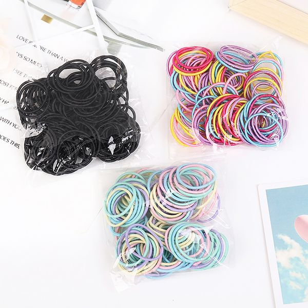 100 pz/lotto 3 CENTIMETRI Accessori Per Capelli Delle Ragazze di Gomma Scrunchy Fasce Elastiche Dei Capelli dei capretti del bambino Della Fascia decorazioni cravatte Gomma per capelli