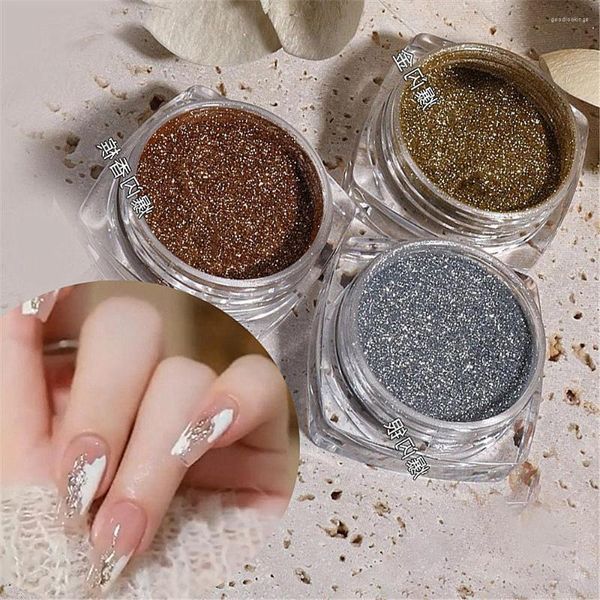 Glitter per unghie 3 colori polvere a specchio pigmento di colore metallico per smalto gel UV artistico oro rosa argento decorazioni fai da te