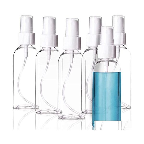 Garrafas de embalagem Fine névoa spray 60 ml 2oz 2 onças Pulverizador de viagem Recolável Recipientes de plástico para entrega de queda de maquiagem cosmética DHCVD