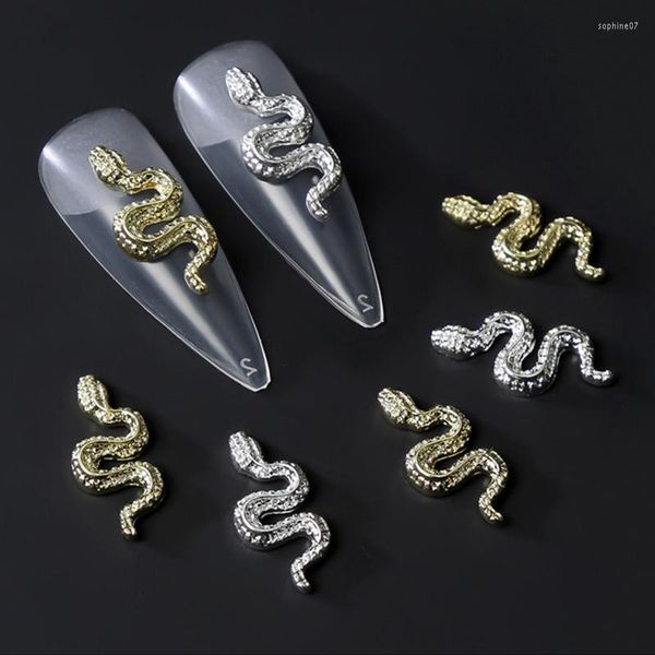 Decorazioni per nail art 10 pezzi oro argento serpente punk design charms lega drago animali forma decalcomanie 3D gioielli per accessori manicure