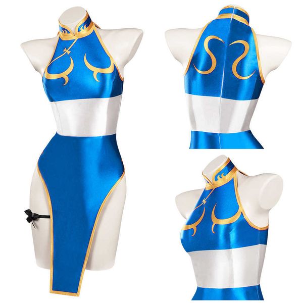 Costumi Anime ChunLi Costume da bagno sexy Cosplay Vieni vestito Costumi da bagno Abiti Vestito di carnevale di Halloween Z0301