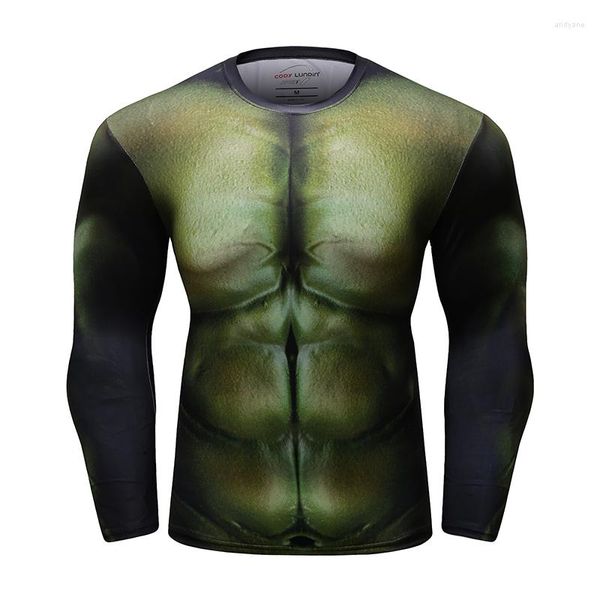 Magliette da uomo 2023 Stampa 3D Maglietta a compressione muscolare Poliestere traspirante Stretto Fitness Palestra MMA BJJ Rash Guard Allenamento maschile