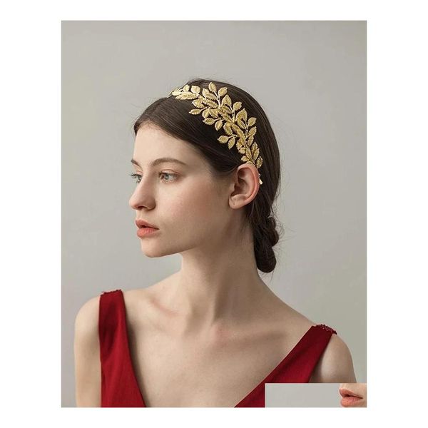 Cabeças de fábricas de deusa grega videira tiara bidal coroa azeitona barroca bandeira de folha de ouro ramo de folhas de fada jóias de fada Acesso de casamento dhmmk