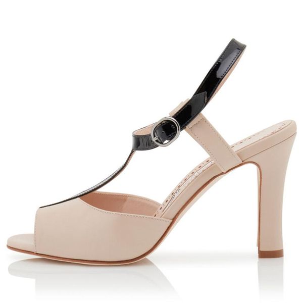 Moda Donna Sandali Décolleté TARIKI 90 mm Beige Pelle di vitello T-Bar Slingback Italia Estate Sexy Lady Clare Sling Designer Originals Sandalo con tacco grosso Tacchi alti EU 35-43