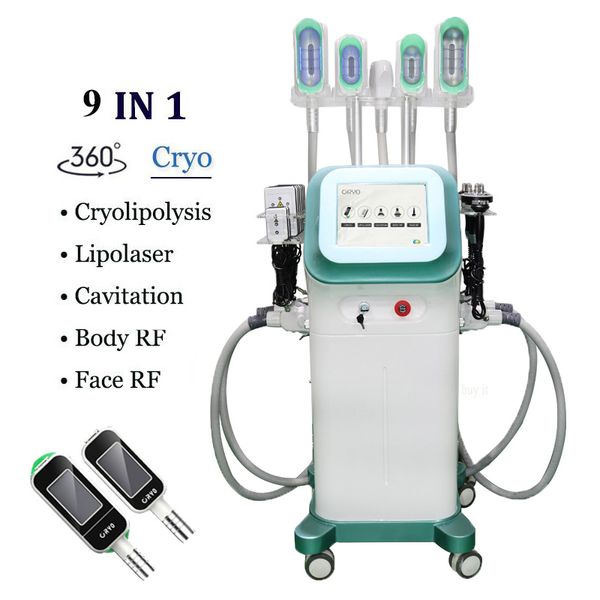 360 Cryo Cool Sculpt Machine Fat Dissolve Cryolipólise Corpo esculpindo LIPO Laser Perda de peso Cavitação RF Máquinas de aperto de pele