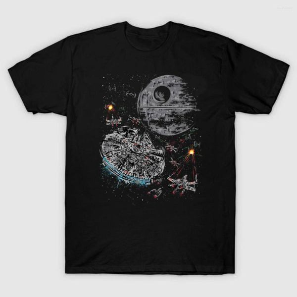 Herren-T-Shirts, klassischer Science-Fiction-Film, Raumschiff, Millennium Falcon, Baumwolle, kurzärmelig, O-Ausschnitt, T-Shirt, Freizeitkleidung, Herren-Top