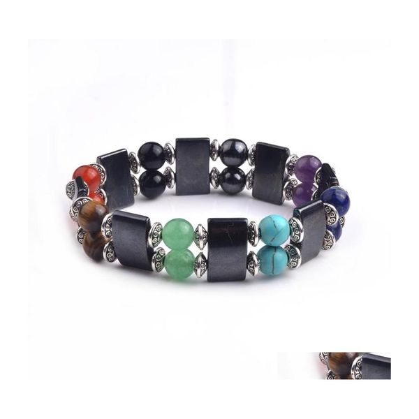 Identificação ID Identificação Bracelet de pedra natural Cristal duplo com pulseiras de pavimentos de pavimento