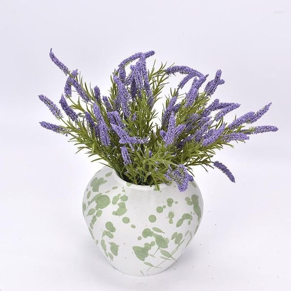 Dekoratif çiçekler 1 adet lavanta yapay romantik provence sahte bitkiler ev aksesuarları için plastik düğün vazo