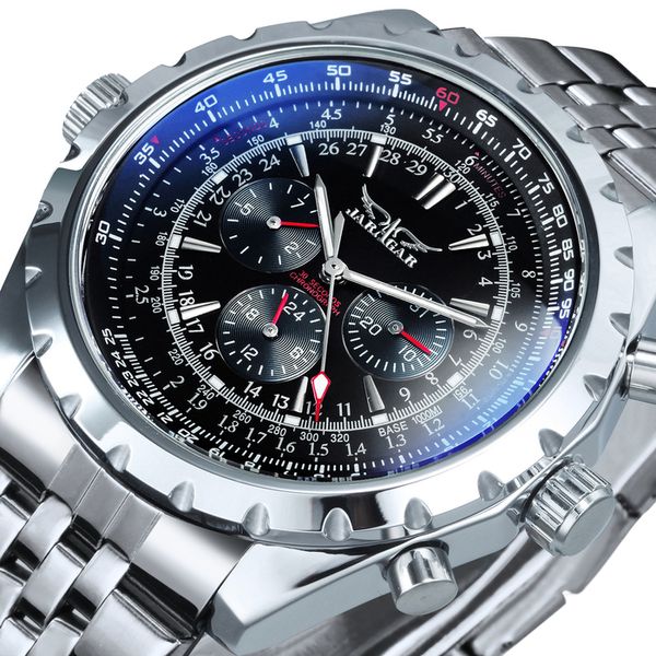 Armbanduhren JARAGAR Militär Herrenuhren Top Marke Luxus Automatische Sportuhr für Männer Mechanischer Chronograph Stahlarmband 230307