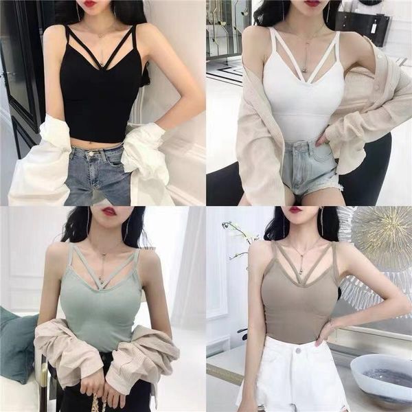 Camisoles Tanks Moda Tops feminino Tanque de verão Roupa Camisole Branco Black Cami Top Crop Crop Crop Crop Aesthetic Sirtyt