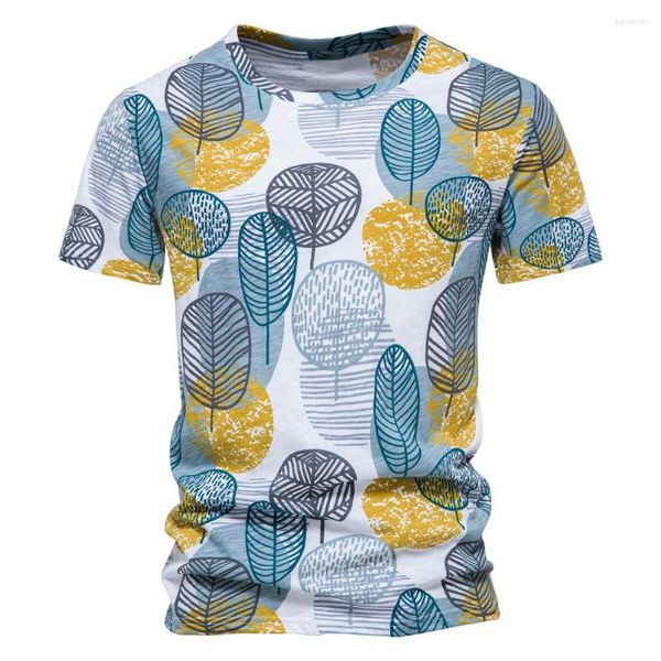 T-shirt da uomo T-shirt in cotone Hawaii per uomo Casual manica corta O-collo da uomo Top Tee Fashion Designer Print Shirt