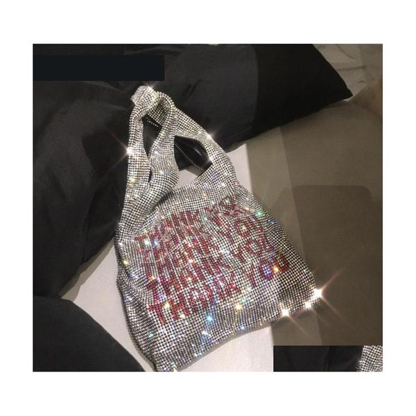 Bolsas Bolsas Bolsas de Crystal Clutch Sacos de Cruthties Obrigado Rhinestone Bucket Girls Bling Glitter Totes Drop Drop Weddin Dhacm