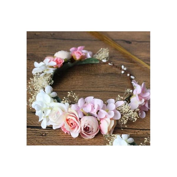 Cabeças de cabeceiras floral boho coroas de noiva, cocar de praia de flores tiaras garotas de garland garland panography wair hair acessórios gota dh38s