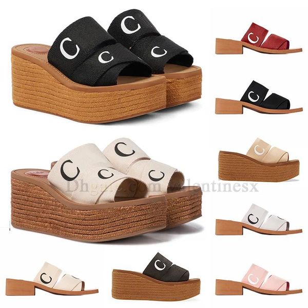 2023 Sandálias de Luxo Chinelos Mulheres Solas Grossas Flat Woody Mules Deserto Preto Branco Azul Rosa Amarelo Bege Sandália Sapatos Interior Outdoor Beach Home Slipper Slide 35-42