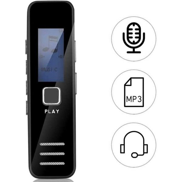 16GB Digital Voice Recorder Audio Tape Faja Voice Voice Ativado Recorder Playback Lecturas Reuniões Entrevistas do dispositivo de gravação portátil, Music MP3 Player PQ139