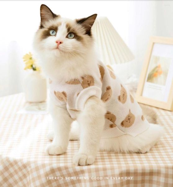 Costumi per gatti Abbigliamento per maglioni per cani Dolcevita caldo invernale Vestiti per cuccioli lavorati a maglia Costume per cani di piccola taglia Gatti Chihuahua Gilet