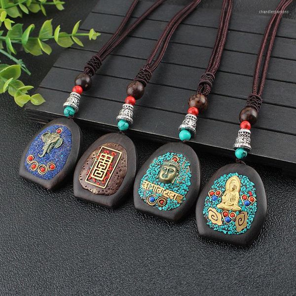 Anhänger Halsketten Großhandel exotische Entwürfe Ethnischer nepaleer Kupfer Sandelholz Anhänger Juwelier Buddha Vintage Halskette Bodhi Samen Frauen Frauen