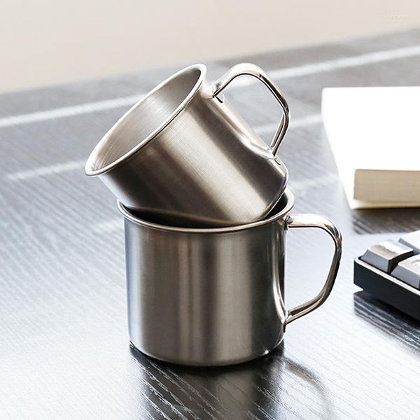 Set di stoviglie in acciaio inox Bicchiere per acqua Bicchieri per bevande Bottiglia per bevande fredde Solido Semplice Cocktail Tè d'argento Mini Tazza da scuola 200 ml 1 pz