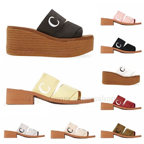 2023 Sandálias originais Chinelos para mulheres Sliders Slides Flat Woody Mules Desert Sand Black White Pink Blue Outdoor Indoor Beach Slipper Slide Slider Sandal Scuffs